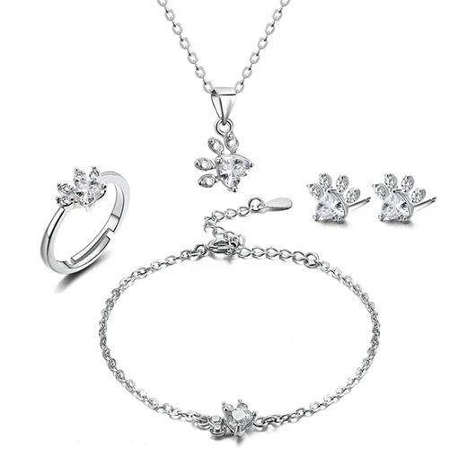 AMANDA  | CONJUNTO DE JOYAS 4 PIEZAS CON HEBILLA Y CORAZÓN DE CIRCONIA