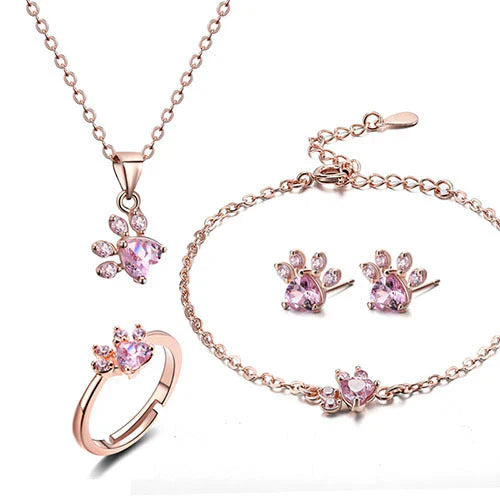 AMANDA  | CONJUNTO DE JOYAS 4 PIEZAS CON HEBILLA Y CORAZÓN DE CIRCONIA