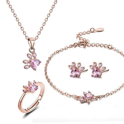 AMANDA  | CONJUNTO DE JOYAS 4 PIEZAS CON HEBILLA Y CORAZÓN DE CIRCONIA