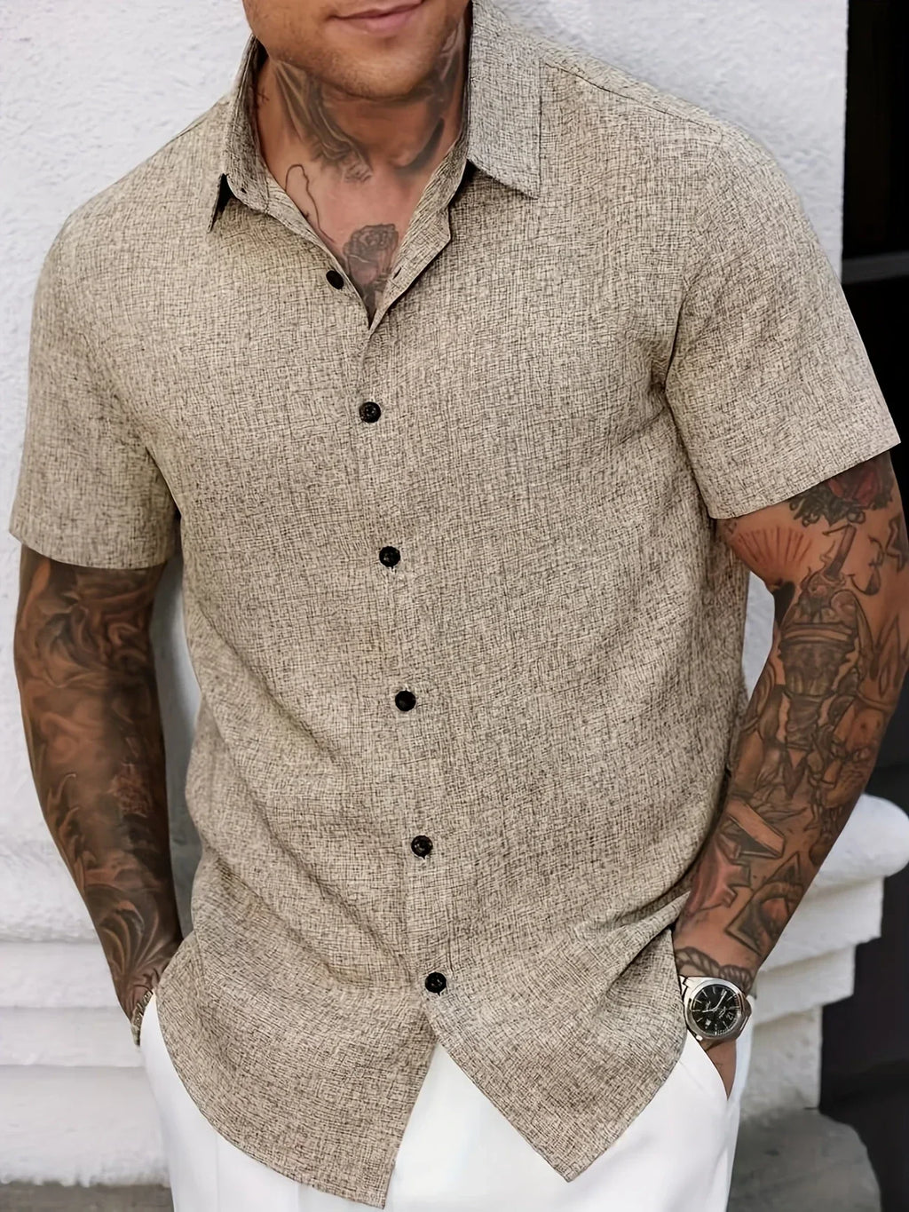 Cazel | Chemise légère à manches courtes en mélange de lin