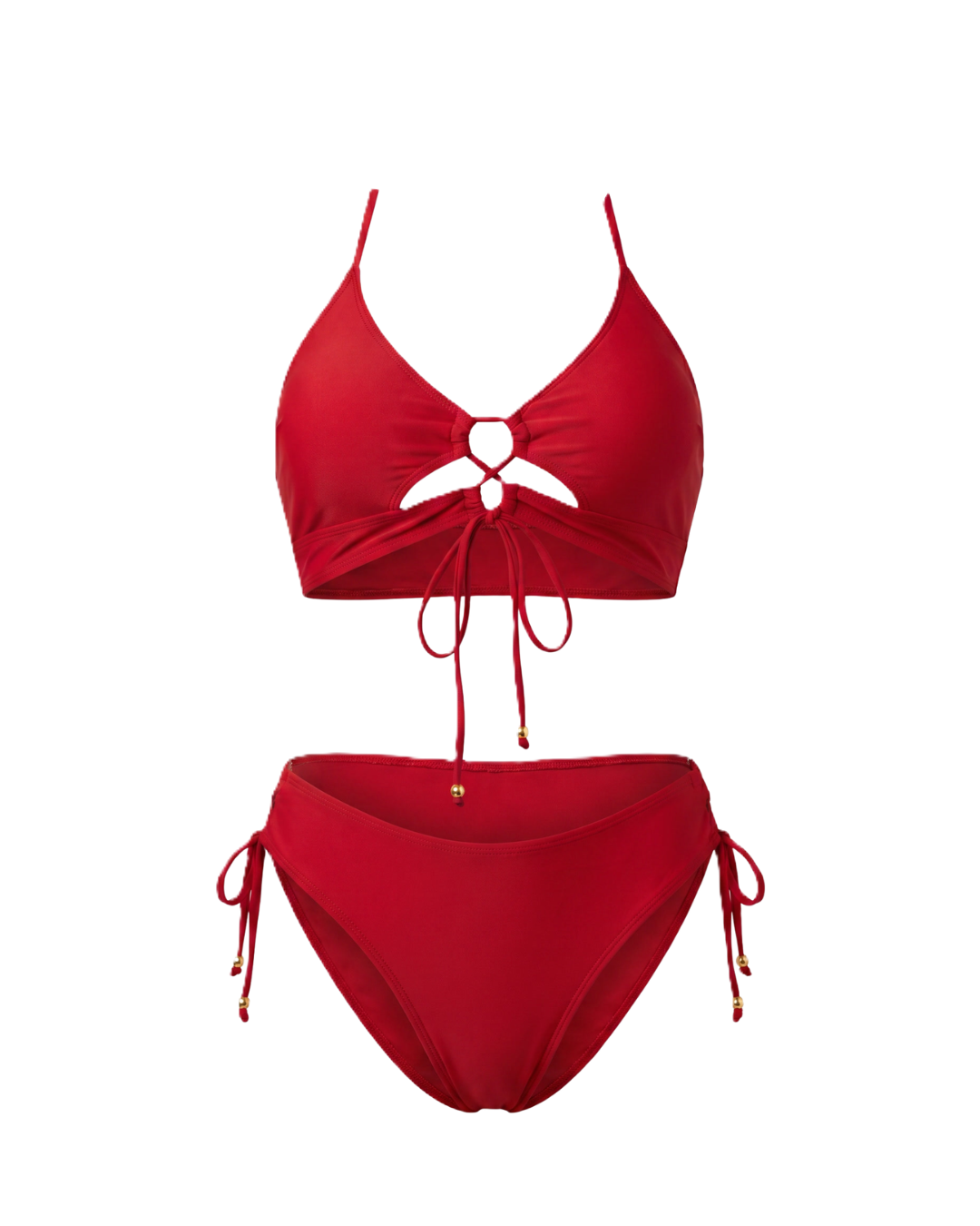 Linda | Conjunto de bikini para mujer, traje de baño de dos piezas 2026 con tiras recortadas y curvas