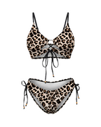 Linda | Conjunto de bikini para mujer, traje de baño de dos piezas 2026 con tiras recortadas y curvas