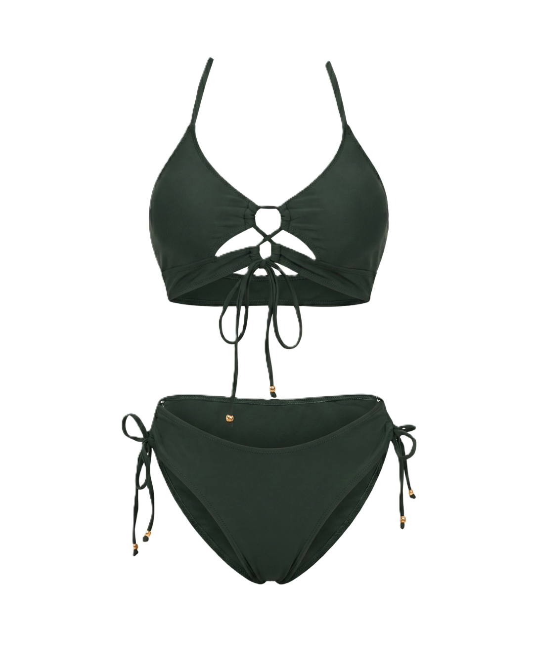 Linda | Conjunto de bikini para mujer, traje de baño de dos piezas 2026 con tiras recortadas y curvas