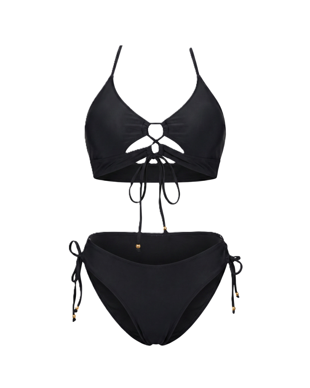Linda | Conjunto de bikini para mujer, traje de baño de dos piezas 2026 con tiras recortadas y curvas