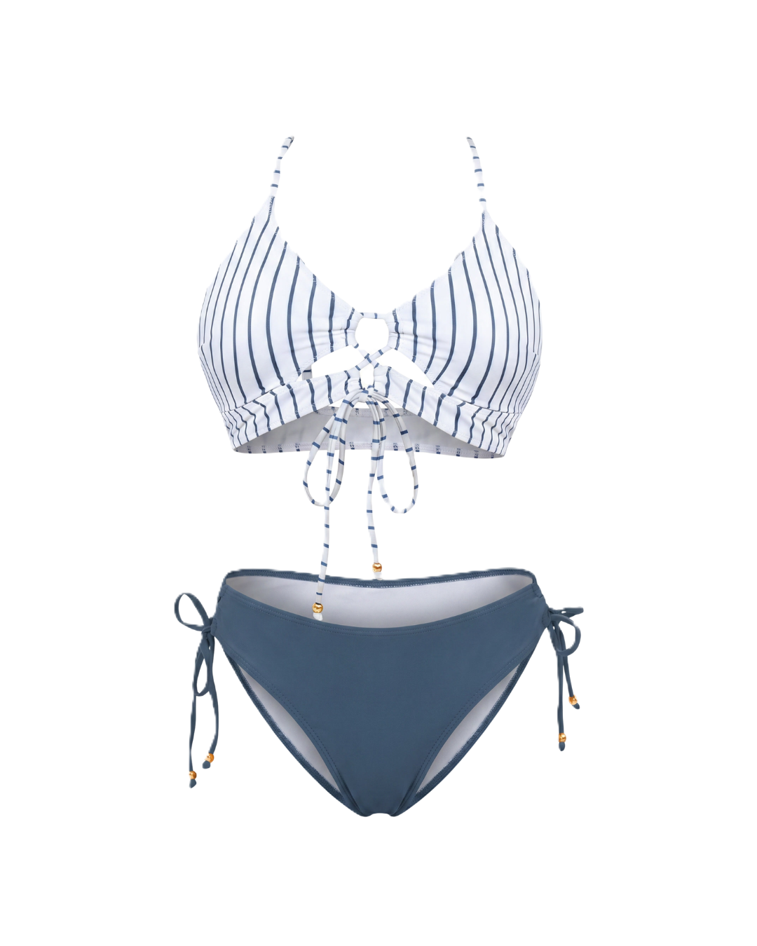 Linda | Conjunto de bikini para mujer, traje de baño de dos piezas 2026 con tiras recortadas y curvas