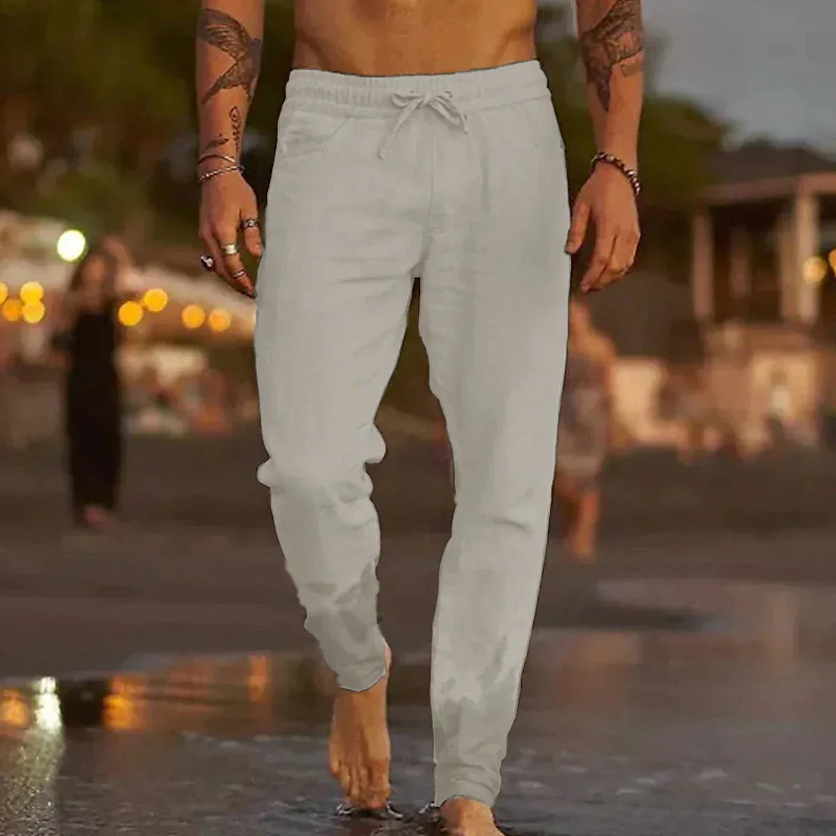 LAURENT MONACO | PANTALONS DE PLAGE EN LIN POUR HOMMES
