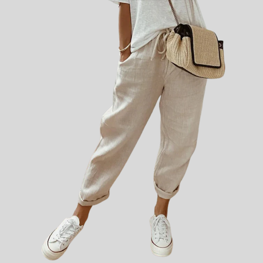 INÉS | PANTALÓN FLUIDO CONFORT — Color: Beige