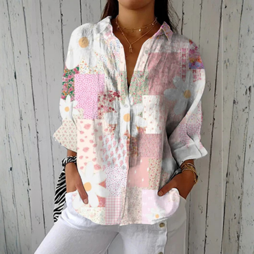 PATRICIA | BLUSA DE MARGARITA DE PATCHWORK — imagen 2 — Color: Multicolor