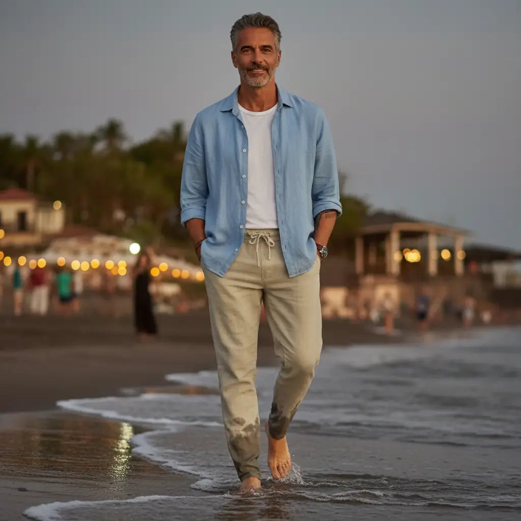 LAURENT MONACO | PANTALONS DE PLAGE EN LIN POUR HOMMES