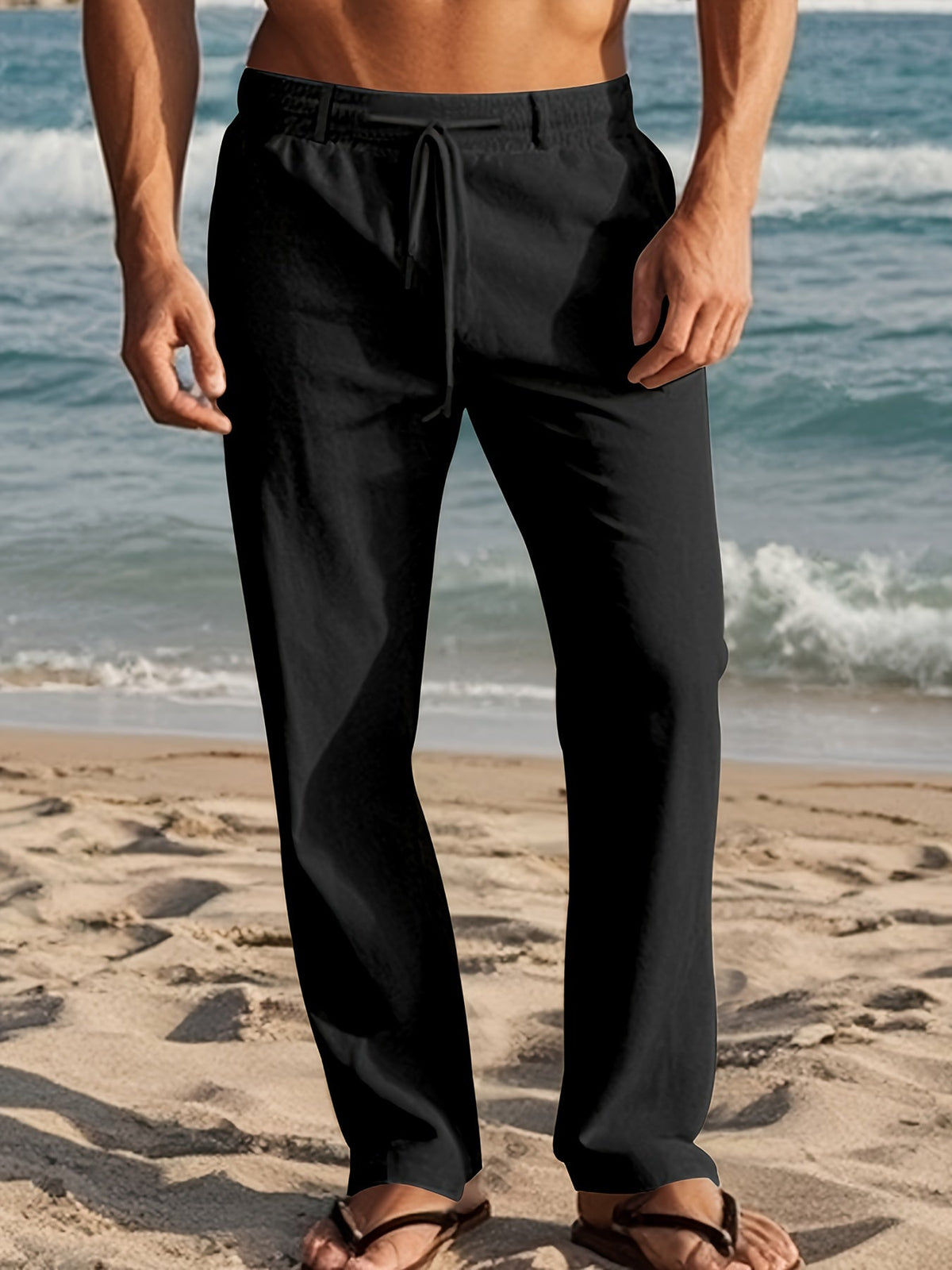 LORENZO™ | PANTALÓN DE LINO — Color: Negro