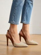 AURELIA | TACONES SLINGBACK BICOLOR MARRÓN OSCURO