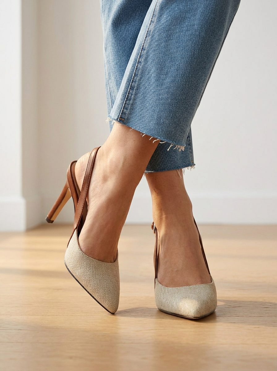 AURELIA | TACONES SLINGBACK BICOLOR MARRÓN OSCURO