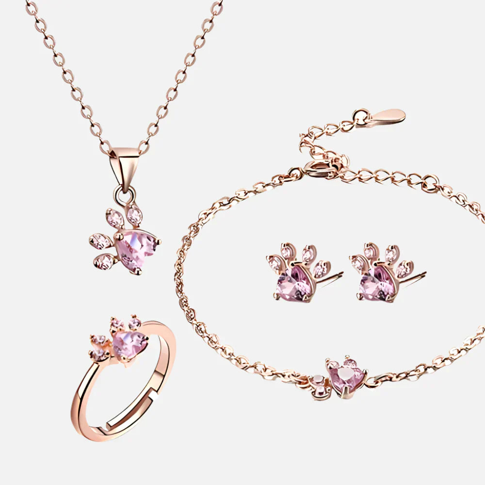 AMANDA  | CONJUNTO DE JOYAS 4 PIEZAS CON HEBILLA Y CORAZÓN DE CIRCONIA
