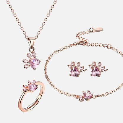 AMANDA  | CONJUNTO DE JOYAS 4 PIEZAS CON HEBILLA Y CORAZÓN DE CIRCONIA
