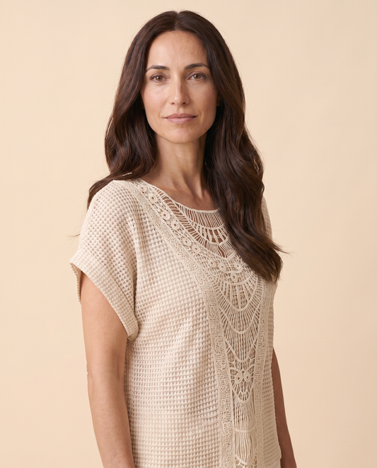 Paula - Top de encaje - Valeria Leal — Color: Beige