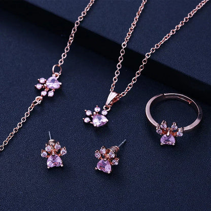 AMANDA  | CONJUNTO DE JOYAS 4 PIEZAS CON HEBILLA Y CORAZÓN DE CIRCONIA